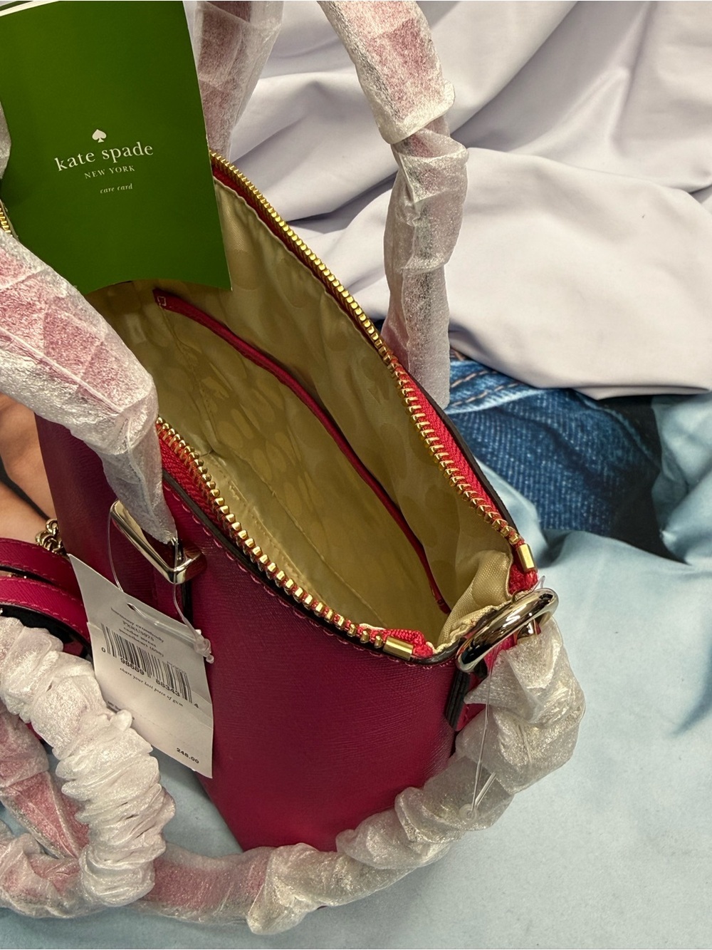 (new+tag) Kate Spade Hot Pink Saffiano Leather Crossbody Satchel Gold Hardware - Picture 11 of 11